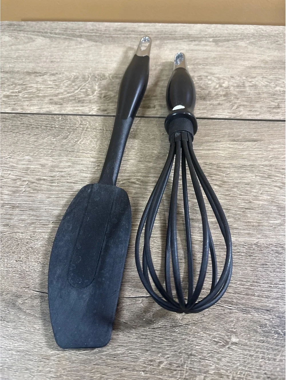 Set of Todd English Black Silicone Kitchen Spatula and Whisk